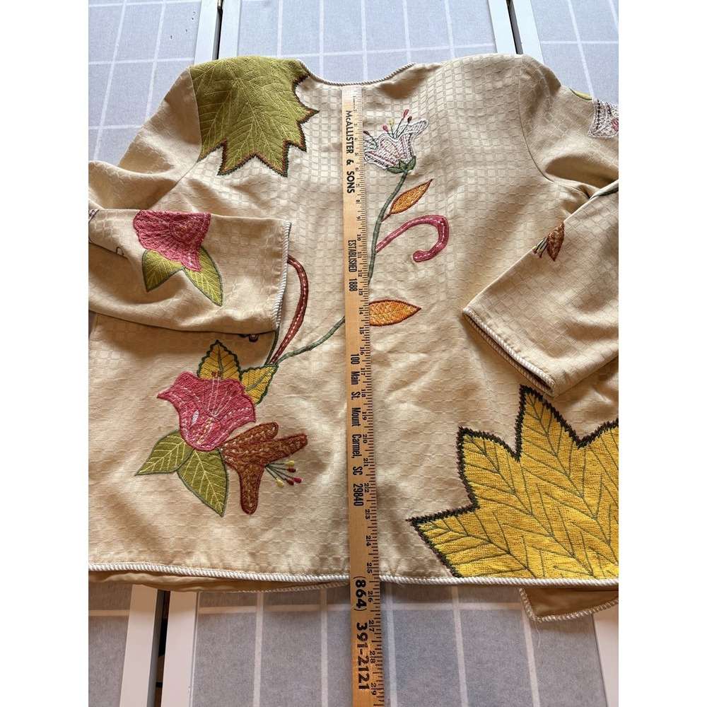 Indigo Moon Floral‎ Embroidered Lined Blazer Cardigan Boho Artsy Comfort Sz 1X - Picture 8 of 9